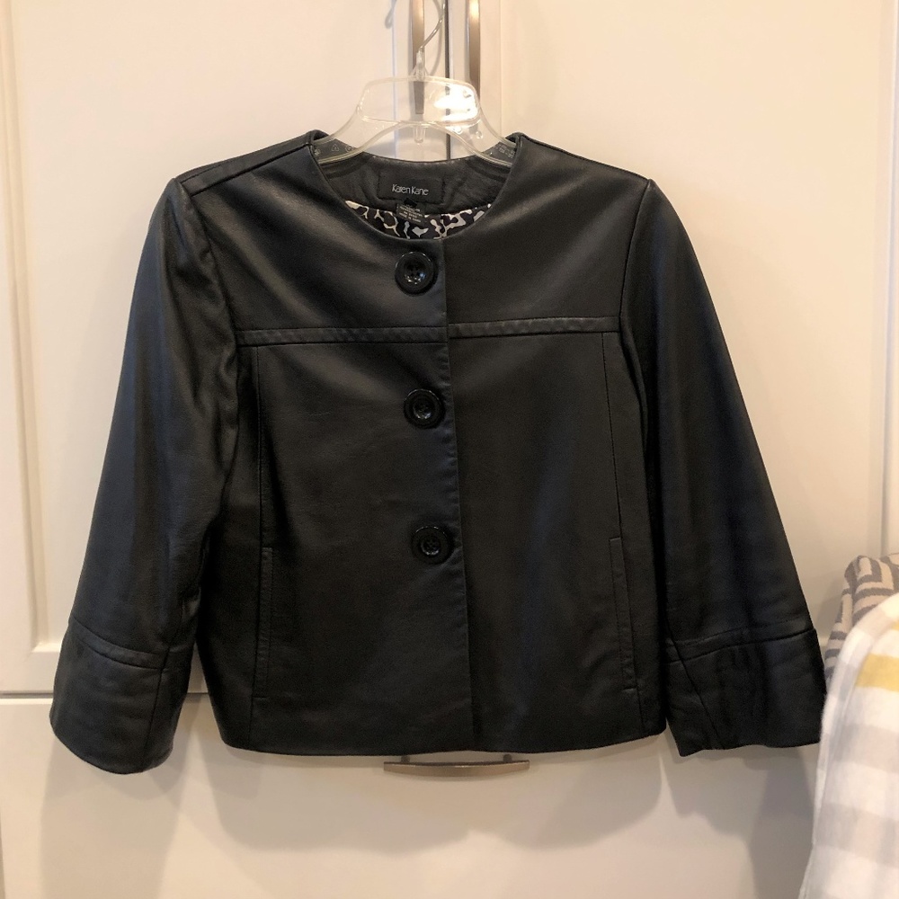 Karen Kane Cropped Leather Jacket